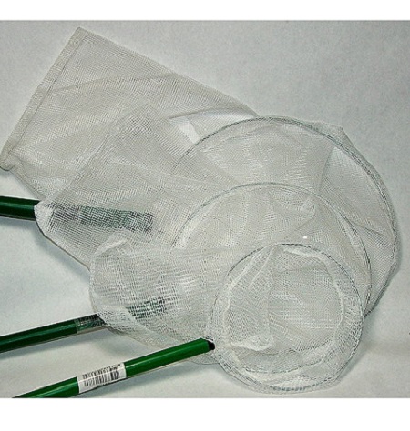 Quiko 8 inch Bird Catching Net - White Mesh Netting Plastic Green Handles